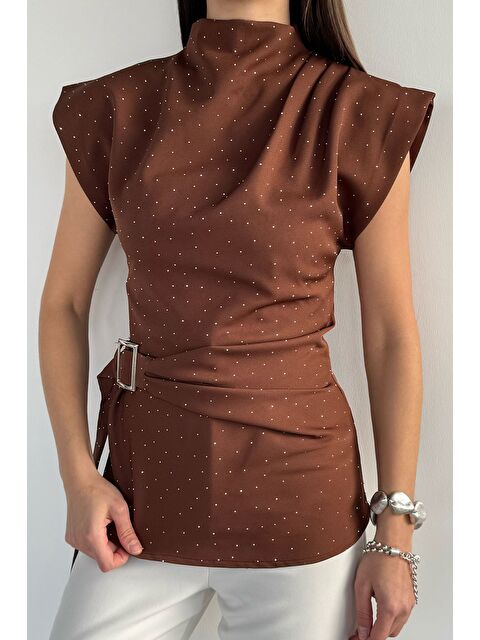 Gülseli Kadın Taşlı Kemer Detaylı Bluz - S000517482-19413