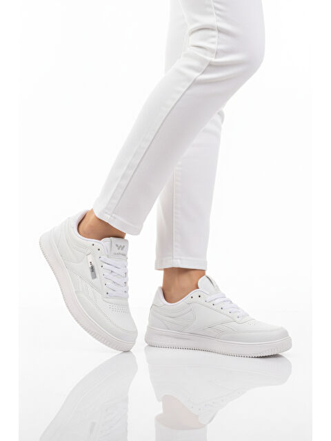 Walkway Beyaz Bağcıklı Hafif Cilt Unisex Spor Ayakkabı Marlow G - S000459381-20063