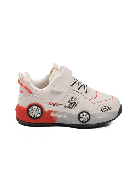 Ayakmod Beyaz Cırtlı Hafif Erkek Çocuk Spor Ayakkabı Racing P - S000459382-20063