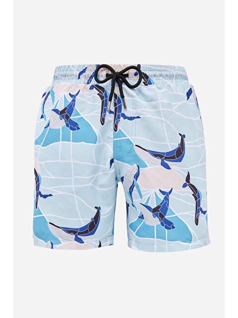 TUDORS Erkek Standart Fit Hızlı Kuruyan Desenli Mayo Deniz Şortu