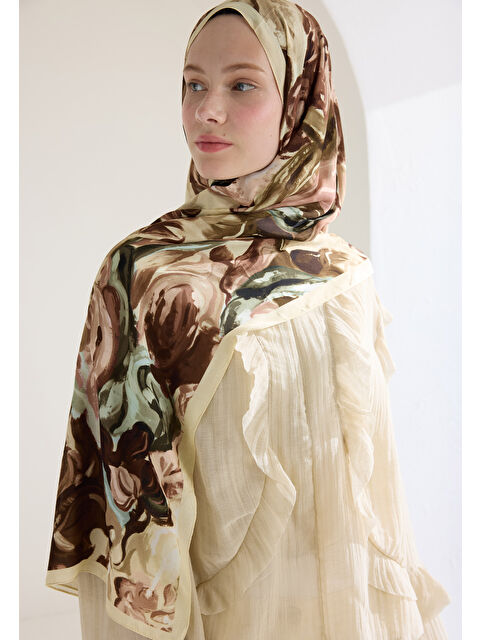 Fresh Scarfs Rosıe Floş Viskon Şal Nude - S000426647-26411