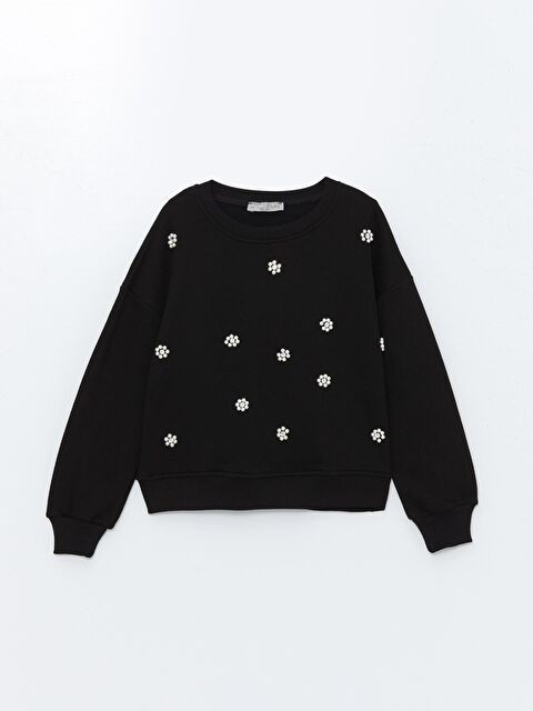 Little Star Kız Çocuk İnci Detaylı Sweatshirt - S000245388-19351