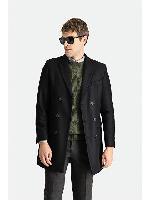 Kiğılı Yünlü Kruvaze Kaban