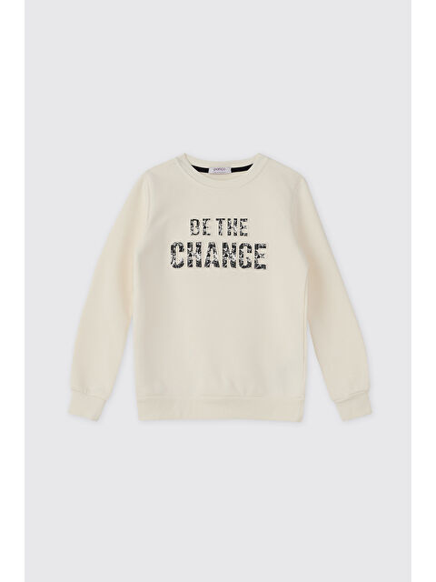 Panço Erkek Çocuk Ekru Sweatshirt