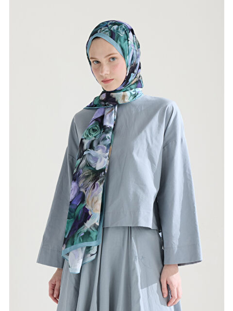 Fresh Scarfs Rose Garden Floş Viskon Şal Okyanus - S000427403-17234