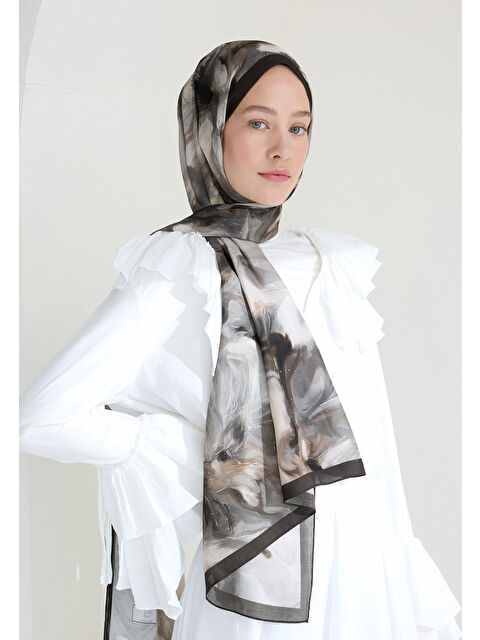 Fresh Scarfs Melaına Floş Viskon Şal Vizon - S000427024-26429