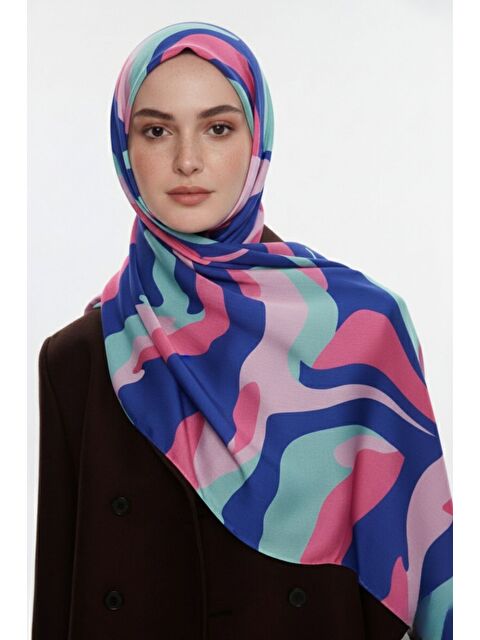 Mizalle & YAQA Çok Renk Desenli Mint Rengi Şal - S000502667-1180