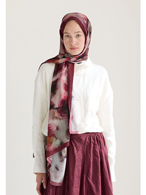 Fresh Scarfs Melaına Floş Viskon Şal Mürdüm - S000427024-20036