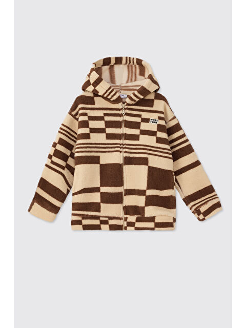 Panço Unisex Çocuk Kahve Fermuarlı Sweatshirt
