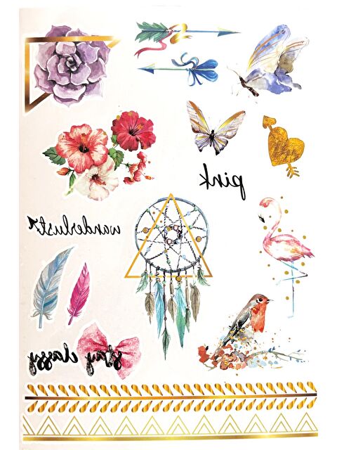 New Obsessions Düşler Kapanı Pastel Renkler Kelebek Flamingo Geçici Dövme - S000305644-20071