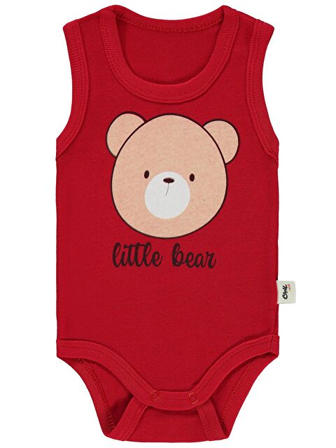 Civil Baby Little Bear Baskılı 1-36 Ay Çıtçıtlı Badi - Kırmızı 9-12 Ay - S000254315-20045