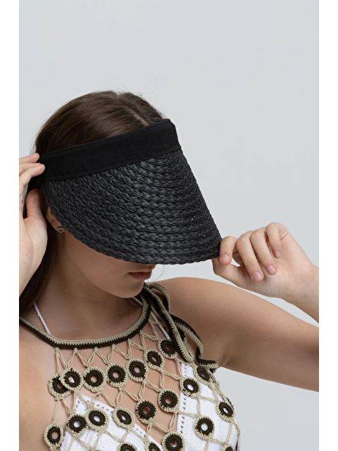 Luminos Butik Orijinal Siyah Güneş Koruyucu Hasır Vizör Şapka Hsr2073 - S000374968-15542