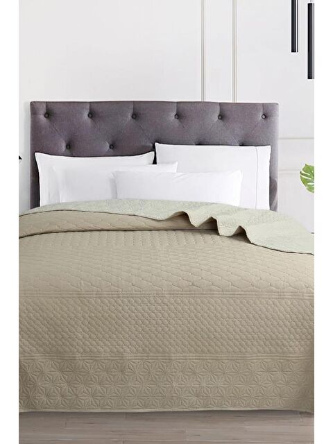 Çeyiz Diyarı Ultrasonik Kapitoneli Doremi Çift Taraflı Çift Kişilik Yatak Örtüsü Bej - S000493314-19928