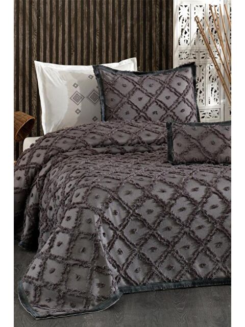 Çeyiz Diyarı Alara Tek Kişilik Pike Takımı Antrasit - S000493325-29666