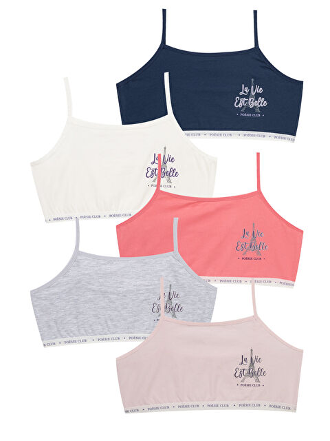 Domikids Kız Çocuk Renkli Pamuklu Bustiyer 5'Li Paket