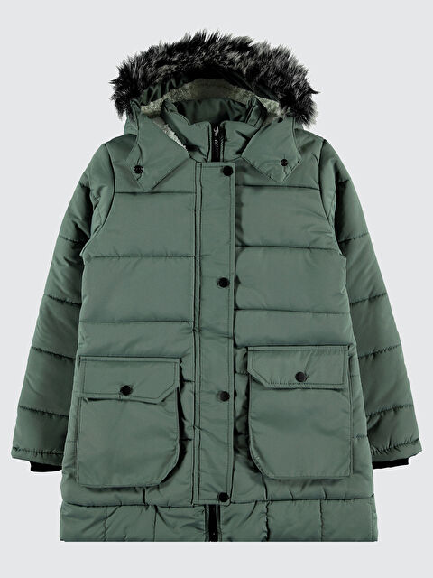 Civil Girls Kız Çocuk Kapüşonlu Mont 10 13 Yaş Çağla Yeşili - S000291423-19972