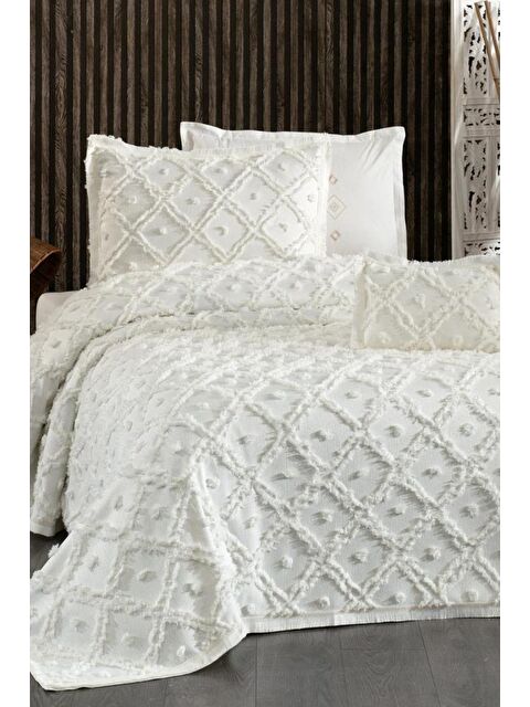 Çeyiz Diyarı Alara Tek Kişilik Pike Takımı Krem - S000493327-19966