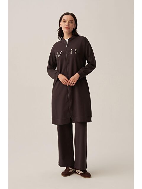 ALLDAY Acı Kahve-Pamuklu Nakışlı Eşofman Takımı - S000501766-19413