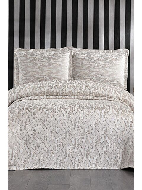 Çeyiz Diyarı Darla Jakarlı Çift Kişilik Pike Takımı Cappucino - S000493333-19413