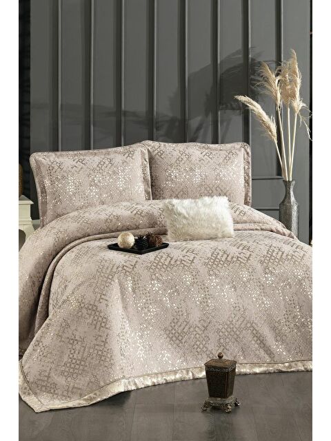 Çeyiz Diyarı Anna Şönil Çift Kişilik Yatak Örtüsü 260x260 cm Cappucino - S000490975-19413