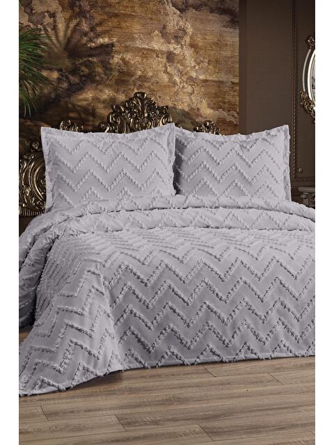 Çeyiz Diyarı Zigoks 3 Parça Çift Kişilik Pike Takımı Gri - S000493341-20600