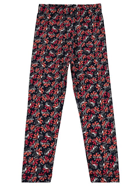 Civil Girls Çiçek Desenli 6-9 Yaş Tayt - Siyah