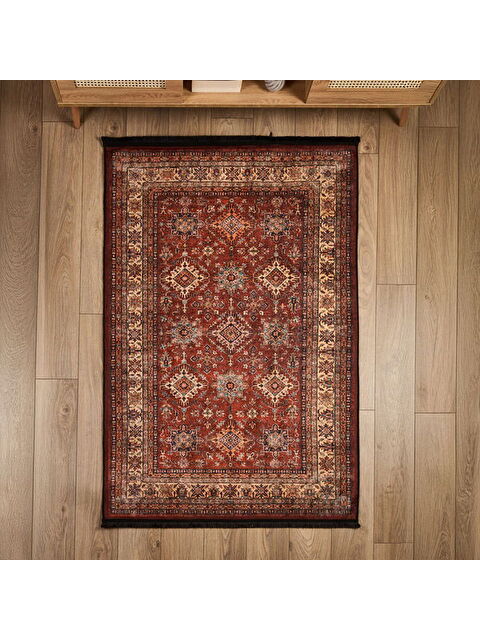 Evidea Soft Line Afgan Desenli Halı - Kırmızı - 120x180 cm