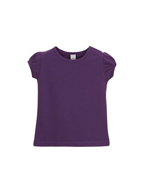 Lovetti Mor Basic Kız Bebek Çıtçıtlı Sıfır Yaka Karpuz Kol Tişört - S000422029-20042