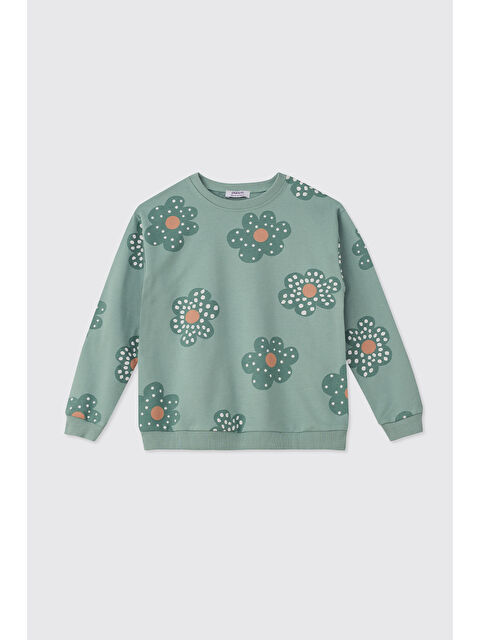 Panço Kız Çocuk Yeşil Sweatshirt