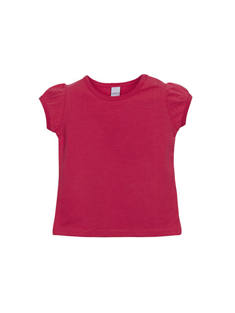 Lovetti Koyu Fuşya Basic Kız Bebek Çıtçıtlı Sıfır Yaka Karpuz Kol Tişört - S000422029-19449