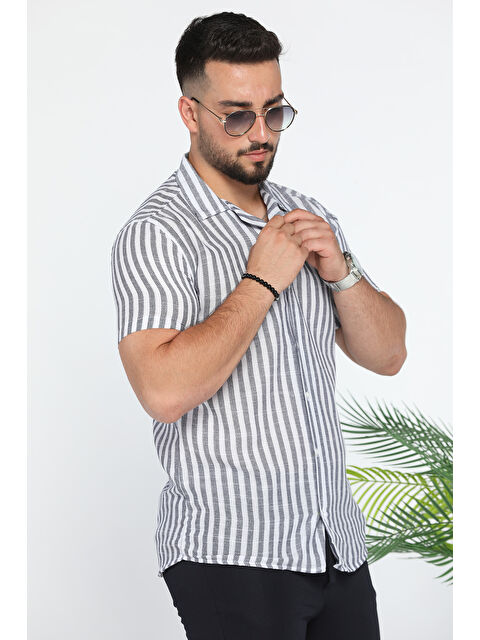 Mishar İtalia Slim Fit Desenli Keten Gömlek - S000300506-6354
