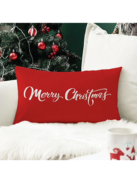 Evmila Yılbaşı Temalı Desenli Kadife Kırlent Kılıfı 35x55 cm - S000285285-23173