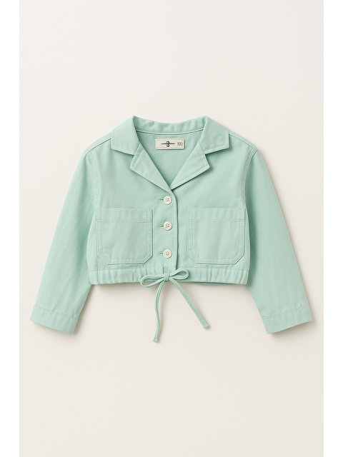 Magu Kız Çocuk Pamuklu  Yeşili Crop Ceket - S000425167-18194