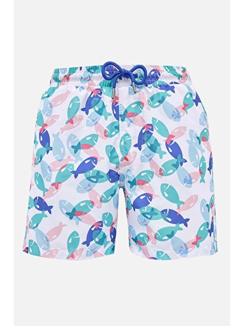 TUDORS Erkek Standart Fit Hızlı Kuruyan Desenli Mayo Deniz Şortu