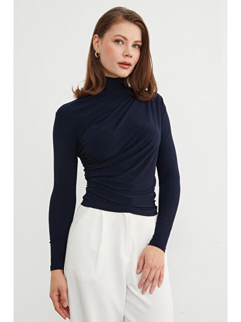 Fullamoda Drapeli Balıkçı Yaka Bluz - S000266695-21164