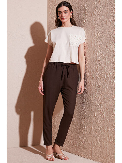 Lela Belden Bağlamalı Cepli Kısa Paça Dar Kesim Pantolon 5869017 - S000355468-19413