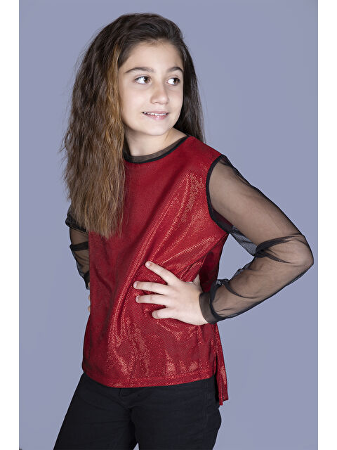 Toontoykids Kız Çocuk Kolları Tüllü Tişört