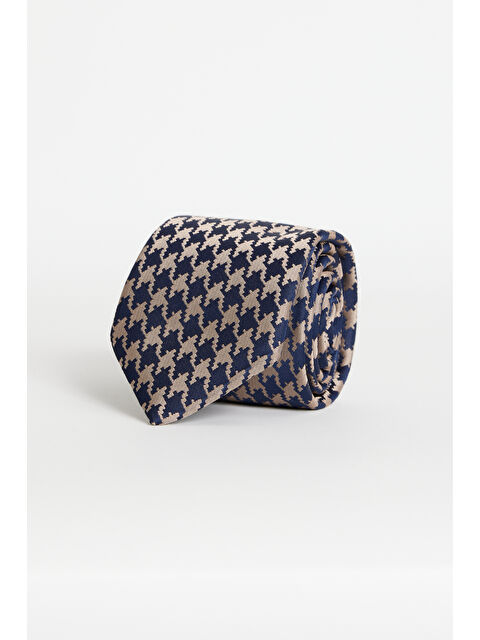 Altınyıldız Classics Erkek Lacivert-Bej Desenli Klasik Kravat - S000412461-6417