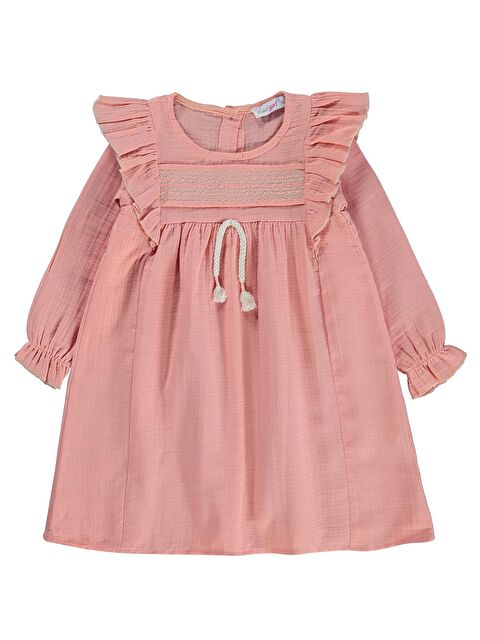 Zeyneva Timo Kız Müslin Elbise 2-5 Yaş - Pudra