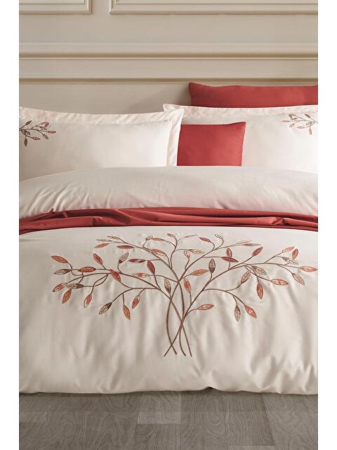 Çeyiz Diyarı Amor Nakışlı %100 Pamuk Saten Çift Kişilik Nevresim Takımı - S000491013-19965