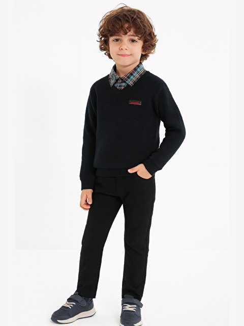 Casabony 3'lü Set Siyah Triko & Gömlek & Gabardin Pantolon Erkek Çocuk - S000439305-19351