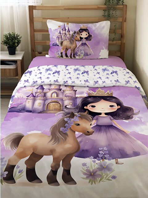 Evmila Masal Prensesi Desenli Çarşafsız 2'li Takım Baskılı Tek Kişilik Nevresim Takımı 160x220 cm - S000164170-23173