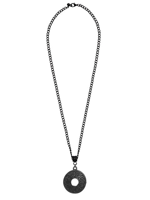 Labalaba Erkek Siyah Oksit Kaplama Spiritüel Simge Uçlu Kolye - S000502670-22238
