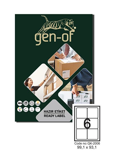 Gen-Of GK-2006 Laser Etiket  99.10x93.10 100 Sayfa ( 600 Etiket ) - S000296905-20063
