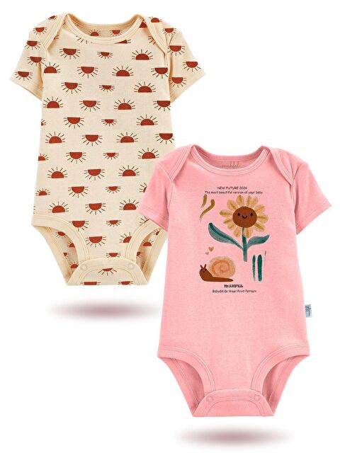 Mahfel 2'Li Organik Baskılı Kısa Kollu Unisex Bebek Çıtçıtlı Body - S000177632-7152