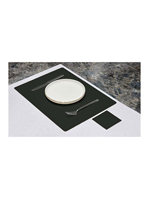 Asdiva Deri Amerikan Servis Supla Placemats Dikdörtgen model Yeşil 2 Kişilik 4 Parça - S000348619-19416