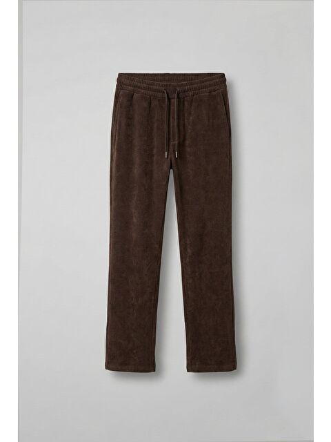 Abluka Online Erkek Regular Fit Fitilli Beli Lastikli Pantolon Kahverengi - S000487359-19413