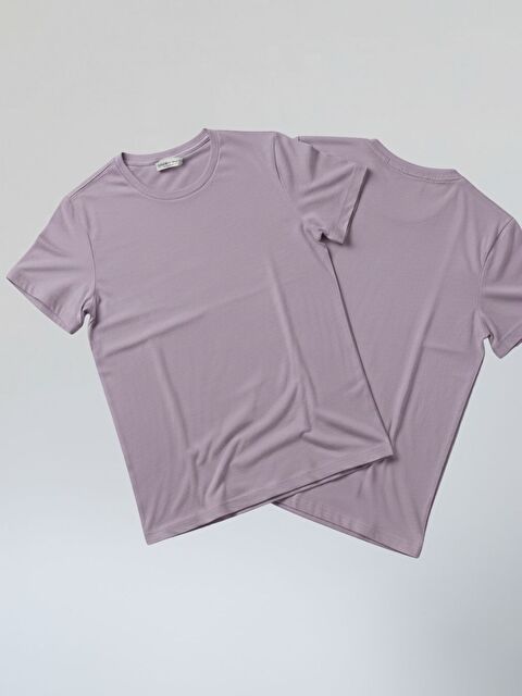 Trendseninle Unisex Lila Düz Tişört - S000515592-17878