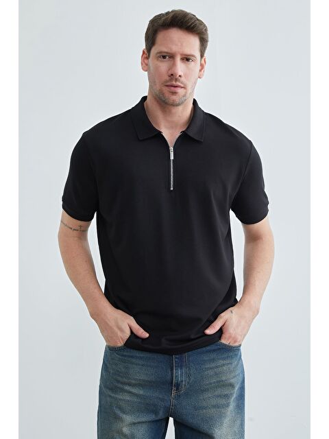Fullamoda Yarım Fermuarlı Polo Yaka Tişört - S000514141-19351