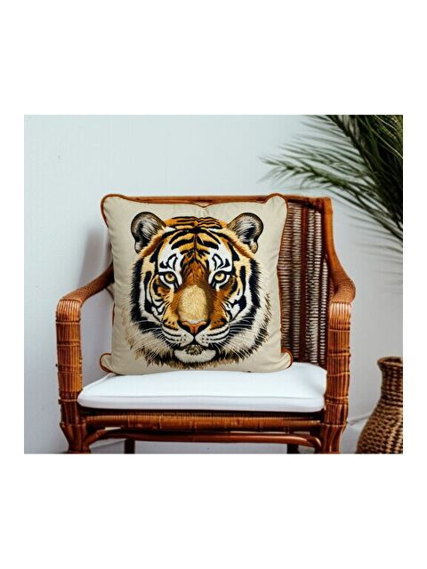 Asdiva Kaplan Desen Biyeli Dekoratif Kırlent Kılıfı 45x45 - S000392442-37210